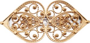 Hårspenne hjartefiligran, lite, forgylt