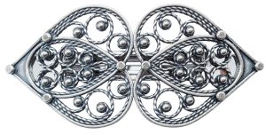 Hårspenne stort hjartefiligran, oksidert