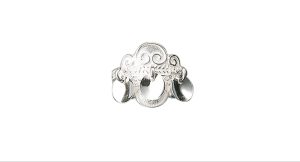 Bunadsring med lauv, kvit