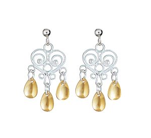 Øyrepynt, kvit/forgylt