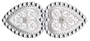 Bundshårspenne med perlekant og kruser, kvit