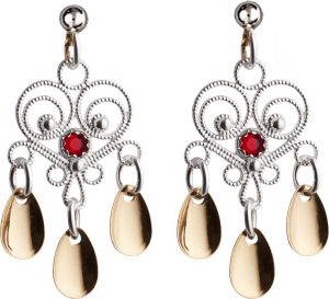 Øyrepynt med stein, kvit/forgylt