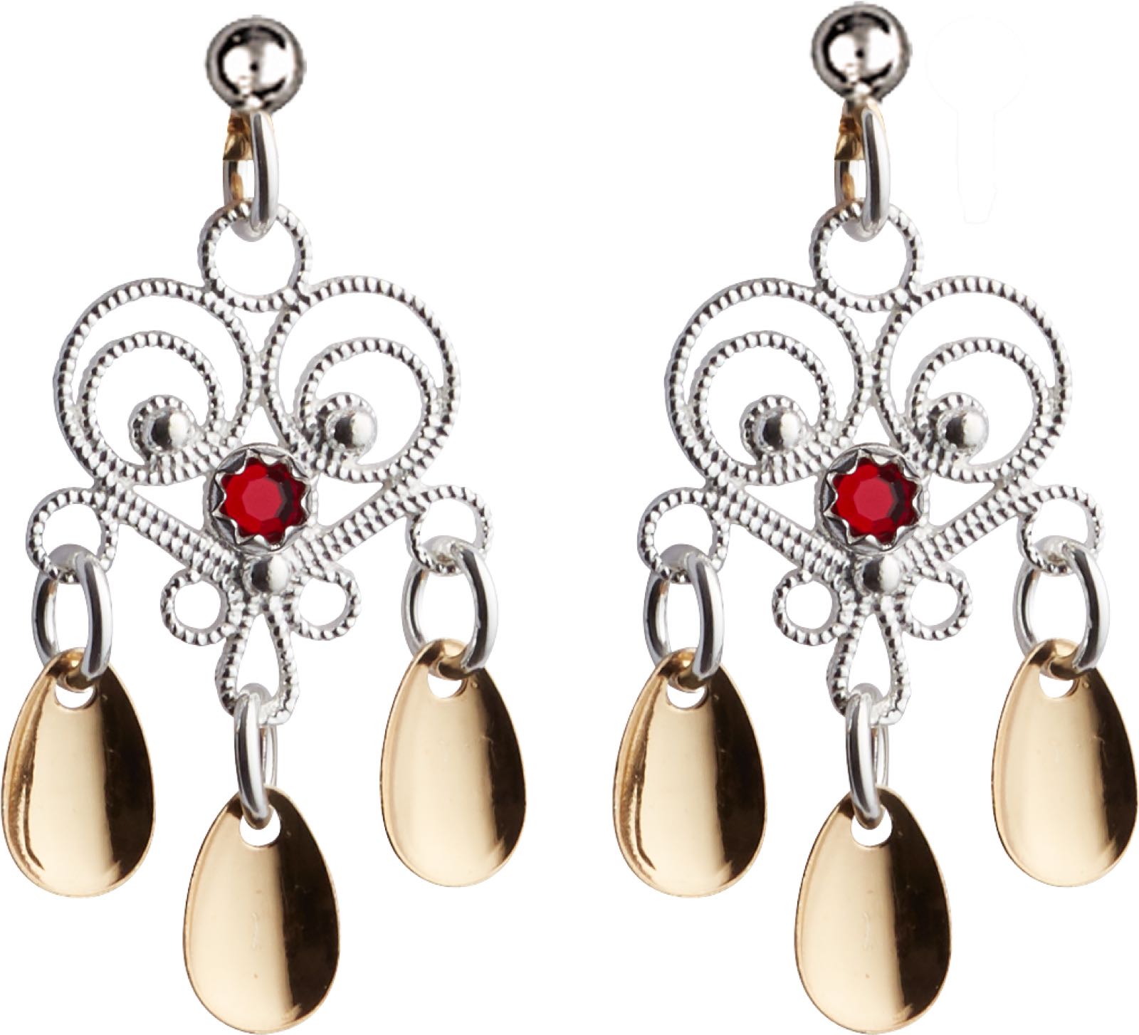 Øyrepynt med stein, kvit/forgylt