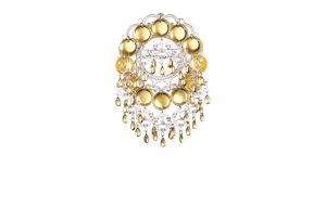 Sølje med 16 mm trådkantlauv, kvit/forgylt