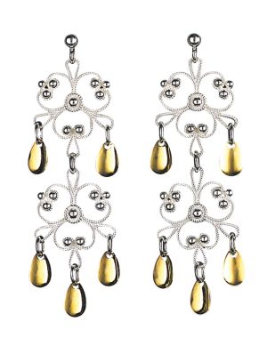 Øyrepynt, kvit/forgylt