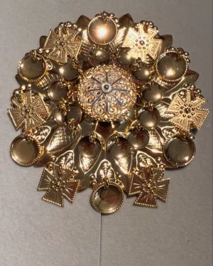 Sølje med kruser, forgylt/kvit SP