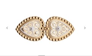 Beltespenne til skinnlist med kruser, forgylt/kvit