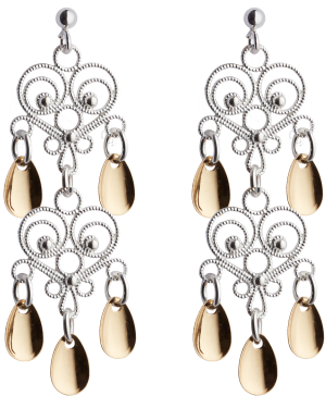 Øyrepynt dobbel, kvit/forgylt SP