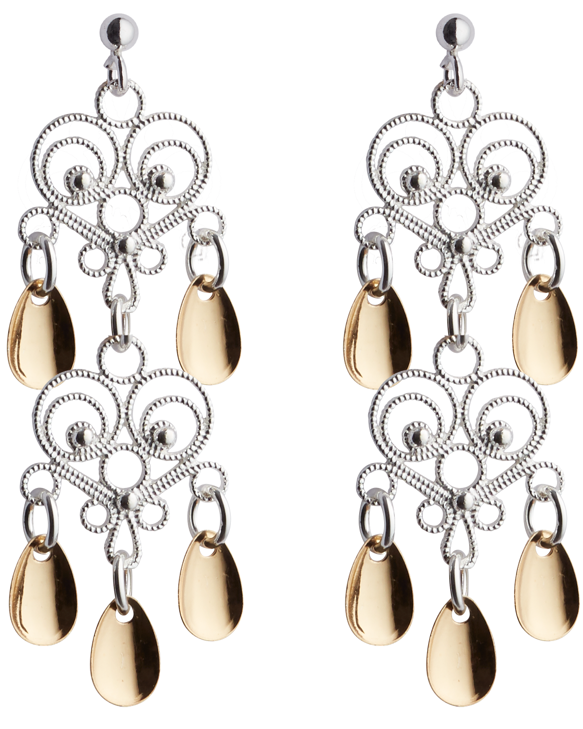 Øyrepynt dobbel, kvit/forgylt SP