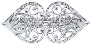 Hårspenne hjartefiligran, stort, kvit