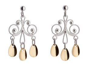 Øyrepynt, kvit/forgylt