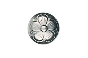 Knapp 17 mm med botn og lang hempe, oksidert