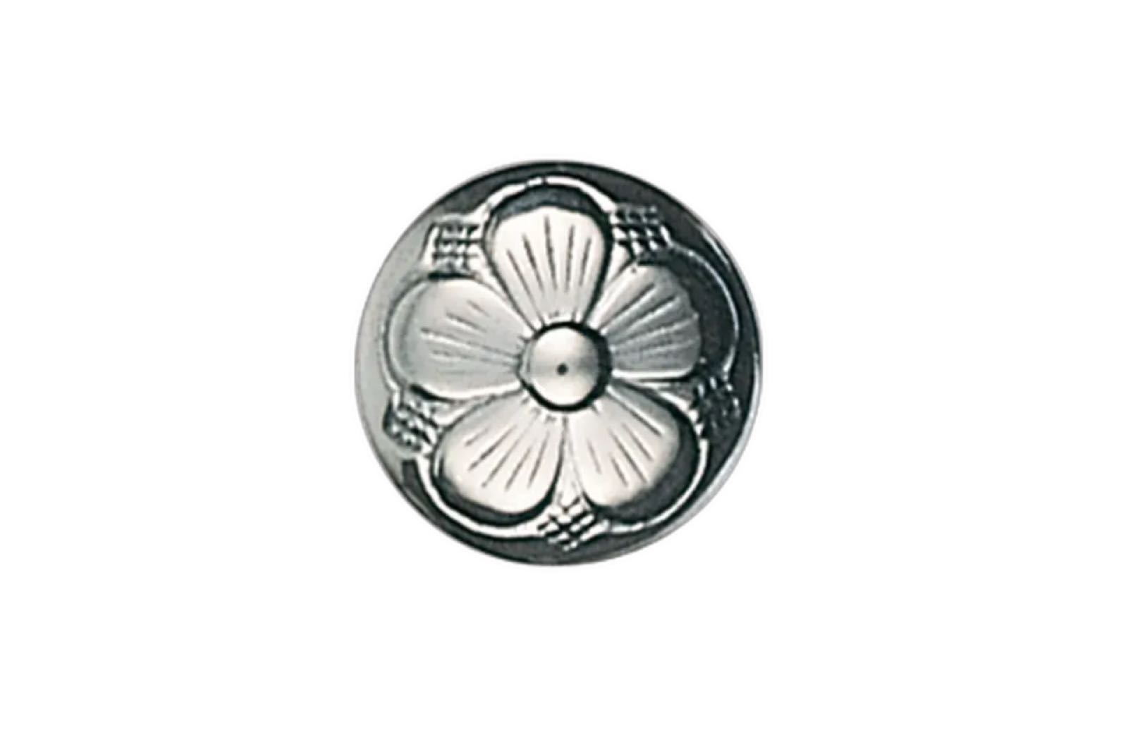 Knapp 17 mm med botn og lang hempe, oksidert