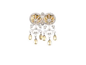 Halssølje med dråpelauv, kvit/forgylt