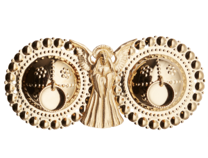 Englespenne med trådkant lauv og syhol, forgylt