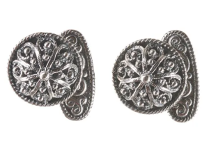 Mansjettknappar filigran utan stein, oksidert