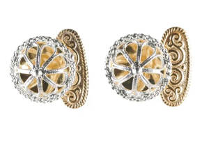 Mansjettknappar, kvit/gylt