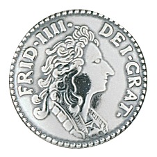 Knapp 16 mm mynt med lang hempe, oksidert