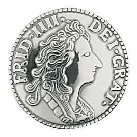 Knapp 19 mm mynt med lang hempe, oksidert